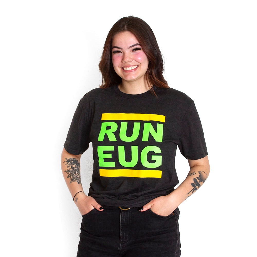 Eugene, McKenzie SewOn, Black, Crew Neck, Tri-blend, Men, Unisex, Track & Field, 2021, Run, T-Shirt, 507125